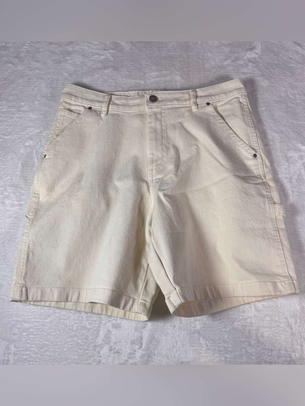Zara Dnwr Men’s 31 Cream Carpenter Shorts Utility Workwear Denim
